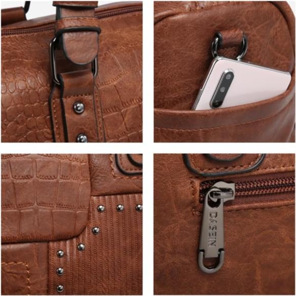 Women Soft Vegan Leather Barrel Bags Large Hobo Top Handle Work Totes 0coffee - Picture 5 of 6